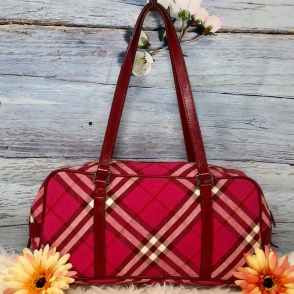 Burberry Handbags - Authentic Burberry Red Canvas Shoulder Bag